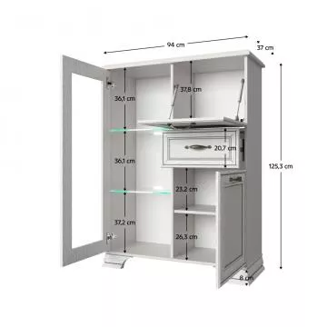 Komoda s barem 1D1W1S1B, woodline krem, TIFFY 09