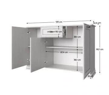 Kombinovan komoda 3D1S, woodline krem, TIFFY 08