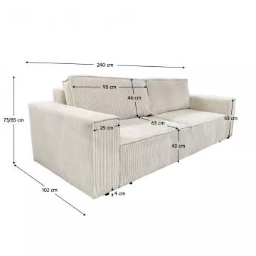 Rozkldac pohovka, smetanov, HARPERA BIG SOFA