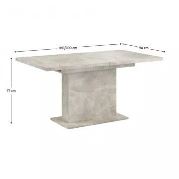 Jdeln stl, beton, 160-200x90 cm, BOBA