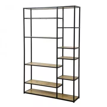 Kovový regál BILOTE TYP 4 - černý/ dub