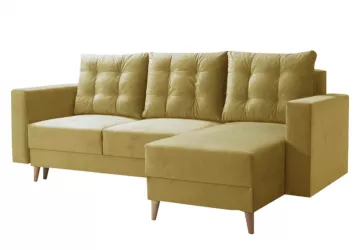 Rohová sedací souprava BLEKY, žlutá, pravé provedení