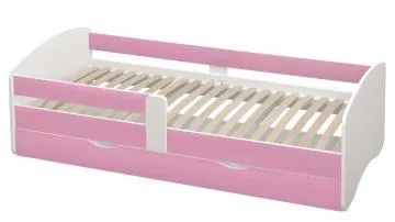 Postel s roštem a úložným prostorem 90x200, bílá/růžová, COCOLINO